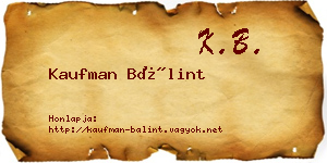 Kaufman Bálint névjegykártya